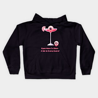 Pink Halloween poster, cocktail, girl, caption, lettering, funny caption Kids Hoodie